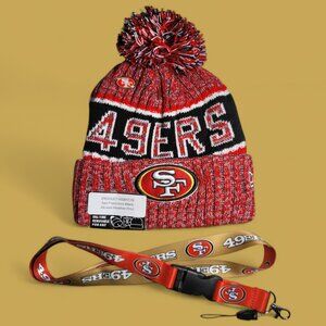 NWT San Francisco 49ers Beanie Bundle with Push Pin and Lanyard OSFA Uni…‎
